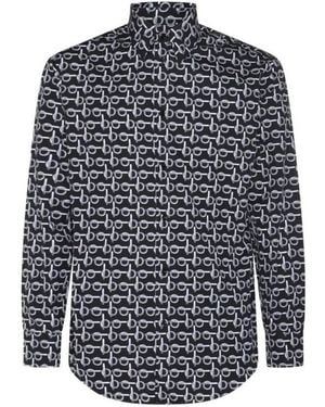 Burberry B-Line Printed Oversize Cotton Shirt - Blue