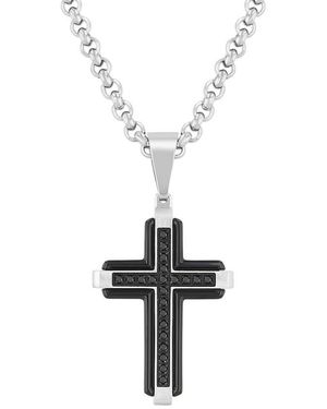 Robert Alton 1/6Ctw Diamond Stainless Steel With Finish Cross Pendant - Metallic