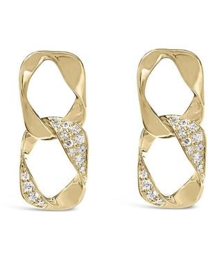 Haus of Brilliance 14K Plated .925 Sterling Open Link 1/5 Cttw Diamond Drop Earrings - Metallic
