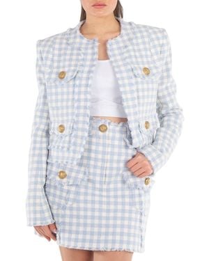 Balmain Gingham Tweed Jacket - Blue