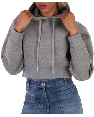 Victoria Beckham Cropped Structured Hoodie - Grey