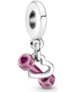 PANDORA Dumbbell & Heart Dangle Charm - Purple