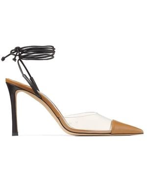 Jimmy Choo Farley 95 Pvc And Leather Court Shoes, Brand Size 40 Us - Metallic