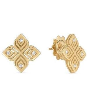Roberto Coin Arabesque Diamond Flower Stud Earrings Medium 18K 7773650Ayerx - Metallic