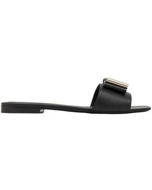 Ferragamo Lyana Double-Bow Slides - Black