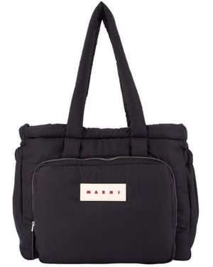 Marni Puffy Quilted Tote Bag - Black