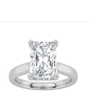 Mure And Co 1Ctw Radiant Shaped Lab Grown Diamond (F/Vvs) Hidden Halo Cathedral Shank Engagement Ring - Metallic
