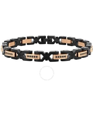 Robert Alton 1/2Ctw Diamond Stainless Steel With Two-Tone Finish Bracelet - Black