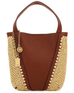 Chloé Two-Tone Leather And Raffia Bucket Bag Claybrown Borse A Mano