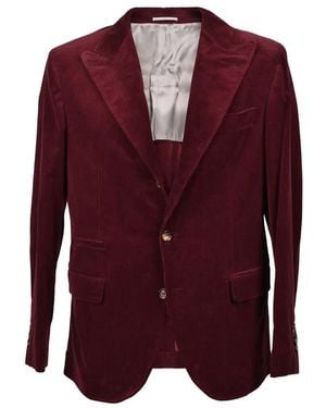 Brunello Cucinelli Burgundy Cashmere Blend Corduroy Blazer, Brand Size 48 (Us - Red