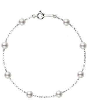 Mikimoto Akoya Pearl Station Bracelet With 18K 5 X 5.5Mm A+ 7" - Metallic