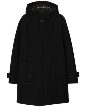 Burberry Single-Breasted Wool Duffle Coat, Brand Size 48 Us - Black