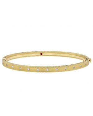 Roberto Coin Princess Diamond Hinged Bangle Bracelet - Metallic
