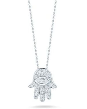 Roberto Coin 18k White Gold Tiny Treasures Diamond Hamsa Necklace