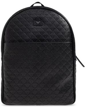 Emporio Armani Monogram Backpack - Black