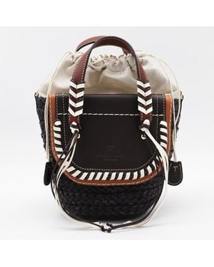 CUBA LAB Leather Habanera Satchels Bag - Black