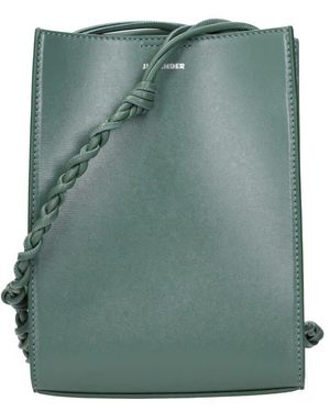 Jil Sander Logo-Embossed Leather Crossbody Bag - Green