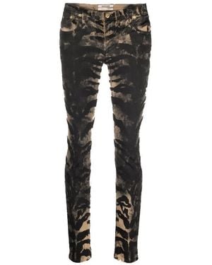 Roberto Cavalli Tiger Print Skinny Jeans, Brand Size 38 Us - Black