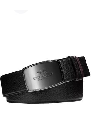 COACH Reversible Plaque Buckle Cut To Size Belt - Black