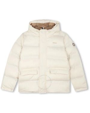 BOSS Boys Logo-Print Hooded Jacket - Natural