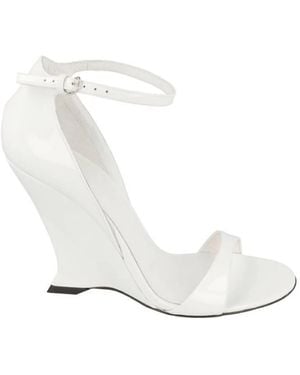 Ferragamo Vidette Leather Wedge Sandals - White