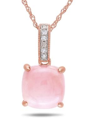 Amour Diamond And Opal Pendant With Chain - Pink