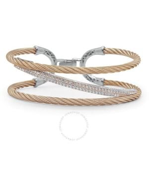 Alor Carnation Cable Transverse Bracelet With 18Kt Rose & Diamonds - Metallic