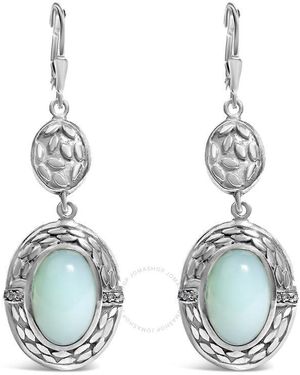 Haus of Brilliance 925 Sterling Chalcedony Diamond Accent Drop And Dangle Earring (K-L Colour, I1-I2 Clarity) - Blue