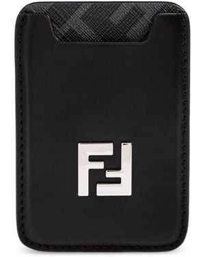 Fendi Ff Squared Magsafe Card Holder - Black