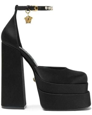 Versace Medusa Aevitas Satin Platform Court Shoes - Black