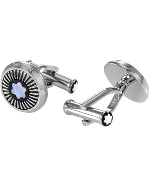 Montblanc Iconic Round Star Cufflinks Mother Of Pearl Rays - Metallic