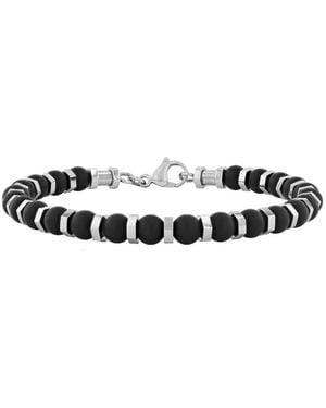 Robert Alton Stainless Steel Matte Onyx Bead Bracelet - Black