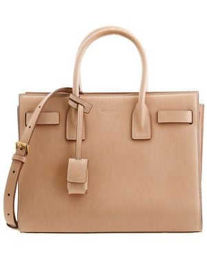 Saint Laurent Camel Leather Baby Sac De Jour Handbag - Natural