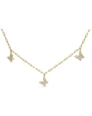 Haus of Brilliance 14Kt 1/2 Cttw Diamond Butterfly Station Paperclip Station Adjustable Necklace - Metallic