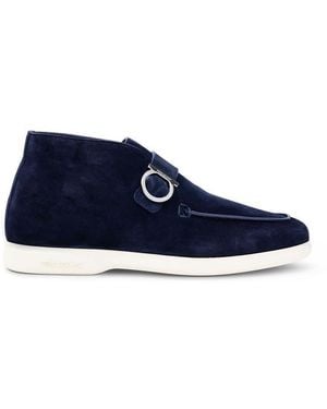 Ferragamo Gancini Buckle Desert Boots - Blue