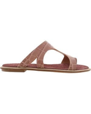Ferragamo Ferragamo Marilu Croc-Embossed Leather Sandals, Size 7 C - Brown