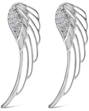 Haus of Brilliance 14K 1/4 Cttw Lab Grown Diamond Angel Wing Stud Earrings (F-G Colour, Vs1-Vs2 Clarity) - Metallic