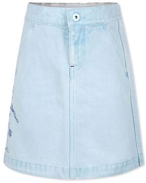 Burberry Ekd Denim Cotton Skirt - Blue