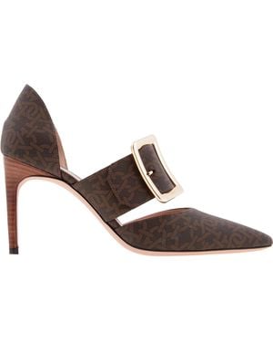 Bally Jessye 85 Buckle Monogram Court Shoes - Brown