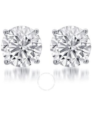 DiamondMuse 1.00 Carat T.W. Round Diamond Sterling Stud Earrings For - Metallic
