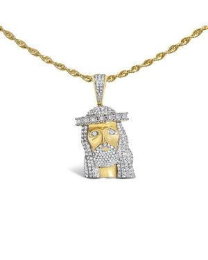 Haus of Brilliance 10K 1 1/3 Cttw Diamond Studded Jesus Pendant Necklace - Metallic