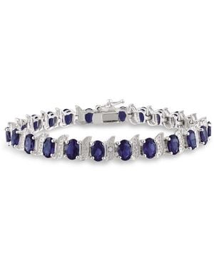 Amour 13 1/5 Ct Tgw Created Sapphire And Diamond S-Link Bracelet - Blue