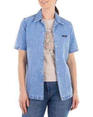 Marni Short Sleeve Denim Logo Shirt - Blue