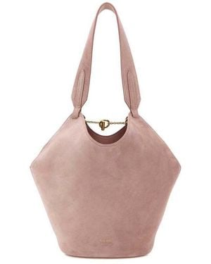 KHAITE Suede Mini Lotus Shoulder Bag Dustypink Baby Calfskin Borse A Mano