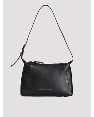 Brunello Cucinelli Leather Shoulder Bag - Black