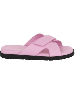 Ferragamo Fidal Leather Slides - Pink
