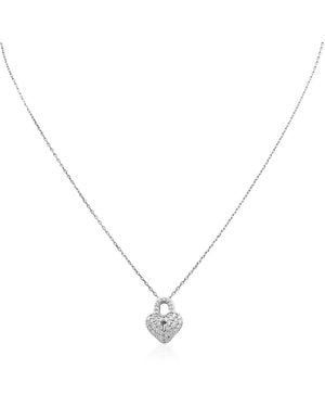 Roberto Coin Diamond Heart Lock Necklace - Metallic