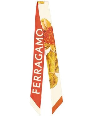 Ferragamo Ladies Wild Berry Print Silk Bandeau - Orange