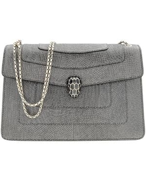 BVLGARI Metallic Serpenti Forever Shoulder Bag - Grey