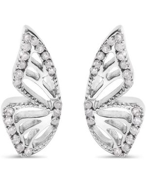 Haus of Brilliance 925 Sterling 1/6Ct Tdw Diamond Butterfly Earrings - Metallic